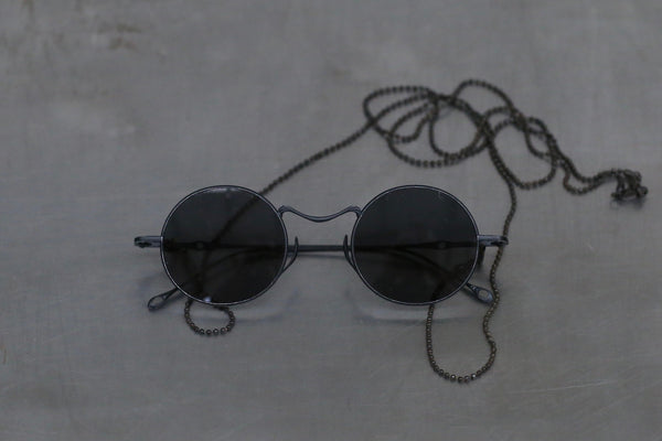 Rigards X UMA WANG Joint Series Round Frame Glasses RG-RG00UW14-GDHKSHP Antique Black Frame Dark Gray Lenses